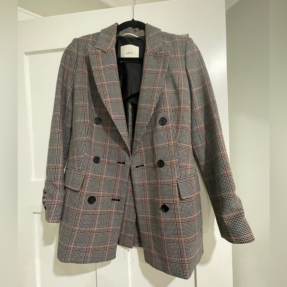 Aritzia Plaid Blazer - Black, Gray, Red
